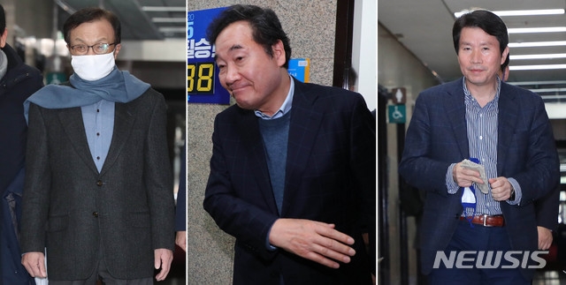 더불어민주당 이해찬 당대표, 이낙연 공동상임선거대책위원장, 이인영 원내대표가 8일 서울 여의도 국회에서 열린 더불어민주당 비공개 최고위원회의에 참석해 있다.