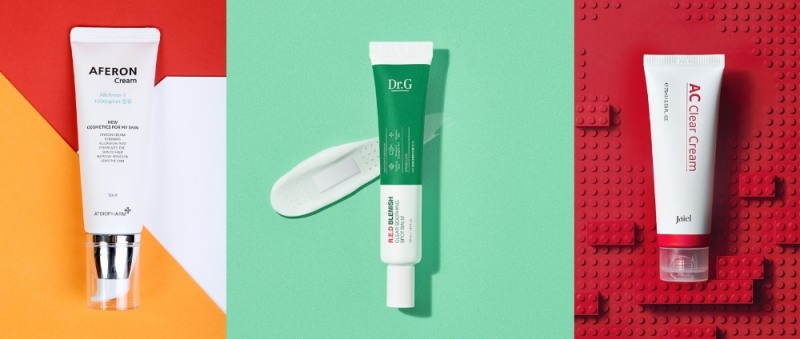 사진=에이페론 피부장벽 강화 고보습크림_ 닥터지 레드블레미쉬 클리어 수딩 스팟밤, 자이엘 AC클리어 크림 플러스