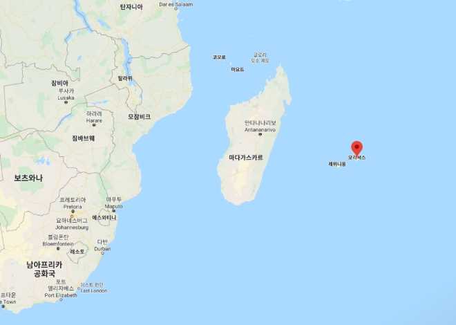 코로나19 확진자수가 3명이 한꺼번에 새로이 발생한 모리셔스 위치 / 사진 = 구글맵 캡처