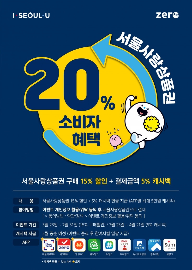 제로페이 연계 서울사랑상품권, 소비자 혜택 최대 20%로 상향