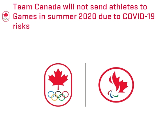 올림픽에 선수 파견을 하지 않을 것이라는 캐나다올림픽위원회.[캐나다 올림픽위원회 홈페이지 캡처] 