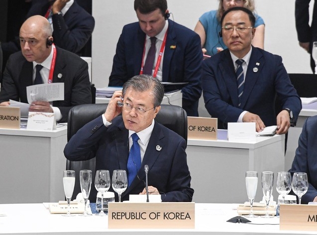 지난해 6월 오사카 G20 정상회의에 참석했던 문재인 대통령의 모습.