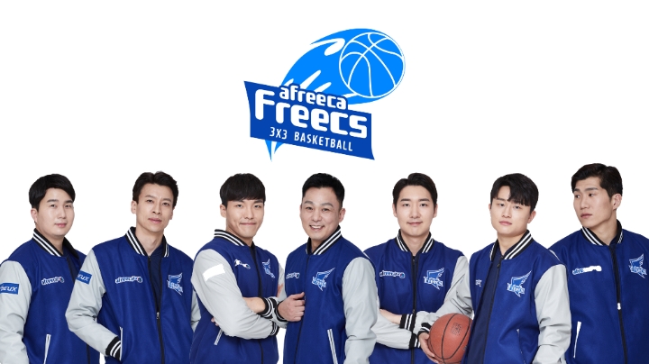 아프리카 프릭스 3X3농구팀, <왼쪽부터> 이강호, 김철, 노승준, 석주일 감독, 김동우, 한준혁, 김동현