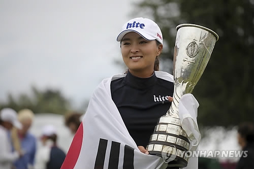 2019 에비앙 챔피언십 챔피언 고진영. 사진=AP/연합뉴스