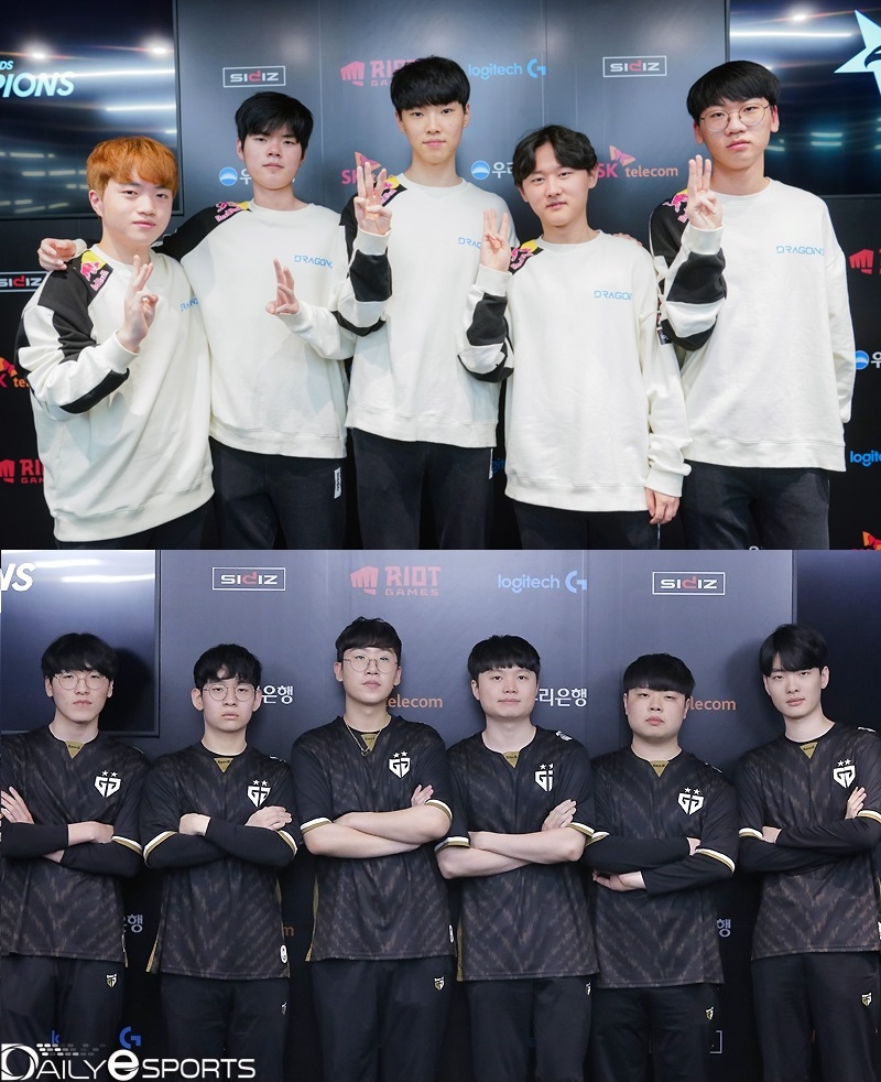 단독 1위인 젠지 e스포츠(아래)를 상대하는 드래곤X.