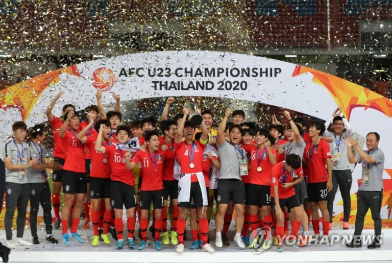 올해 AFC U-23 챔피언십에서 우승한 한국 대표팀. [연합뉴스]