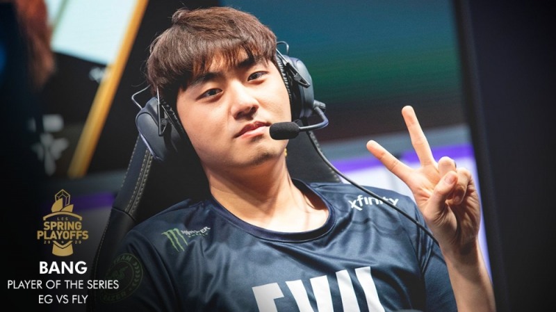 6강 플레이오프 최고의 선수로 뽑힌 이블 지니어스의 원거리 딜러 '뱅' 배준식(사진=LCS 공식 SNS 발췌).