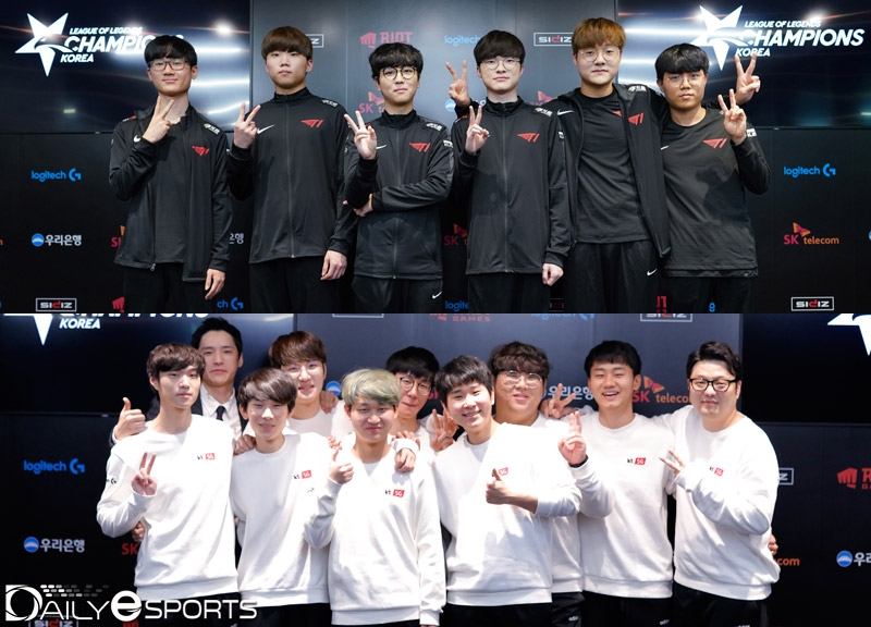 T1(위)과 kt 롤스터.