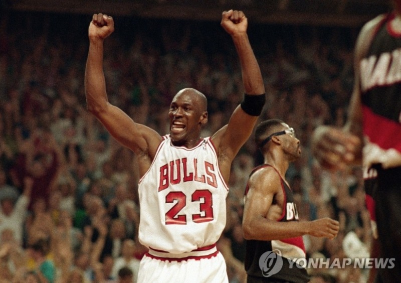 마이클 조던의 시카고 불스 전성기 때 모습.