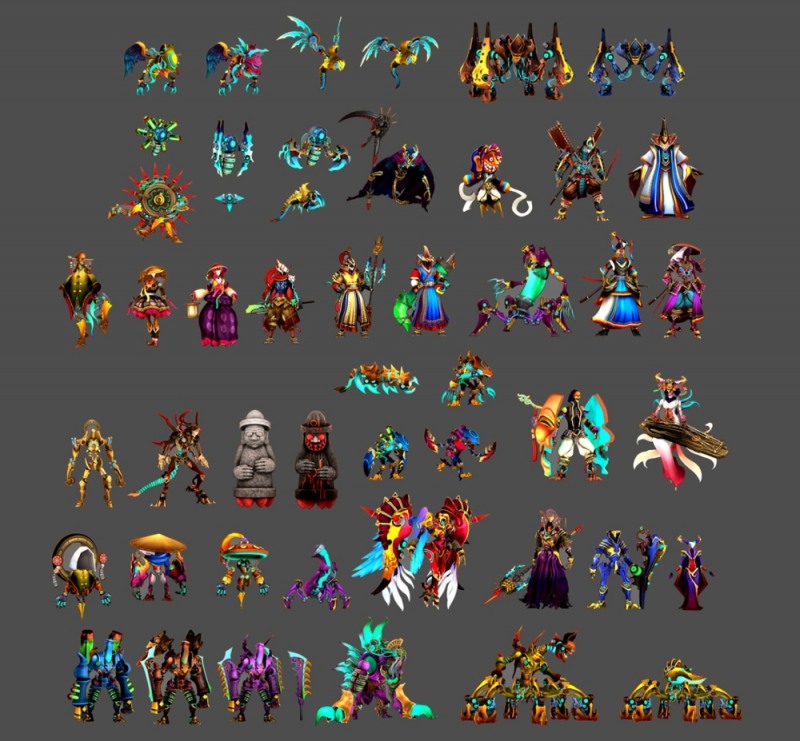 동양적인 캐릭터와 서양적인 느낌을 주는 캐릭터가 공존한다.