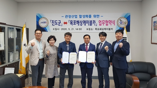 진도군이 관광 활성화를 위해 목포해상케이블카와 업무협약을 체결했다/사진=진도군