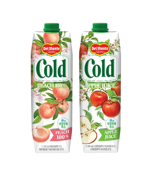롯데칠성음료, 과즙 100% 델몬트 콜드 복숭아·사과 출시