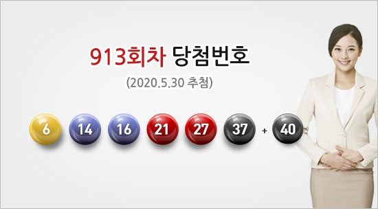 로또리치, 913회 당첨결과 공개 ‘6, 14, 16, 21, 27, 37 보너스 40‘