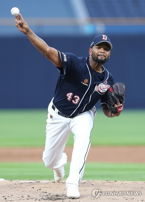 두산의 알칸타라가 1실점 쾌투로 6승으로 다승 단독선두에 나섰다