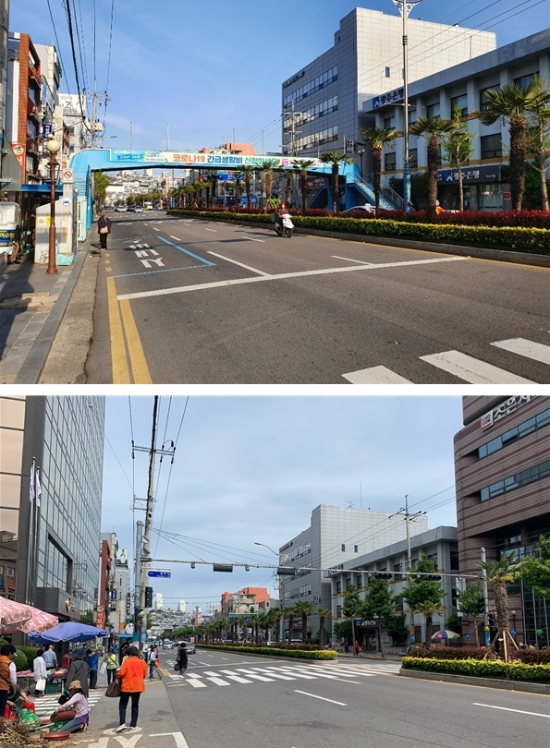 여수시 충무육교 철거 전‧철거 후 모습/사진=여수시