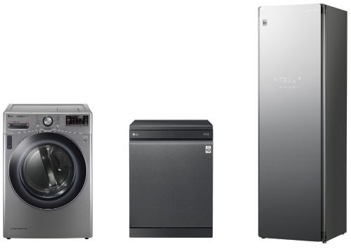 LG전자 대용량 스팀가전 가운데 건조기, 식기세척기, 스타일러의 제품/ 사진제공 = LG전자