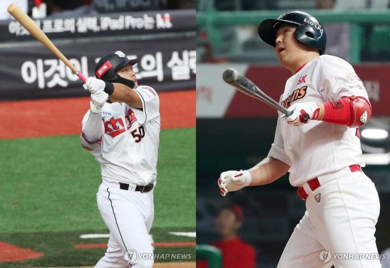 최정(오른쪽)은 개인통산 341호 홈런으로 KBO리그 오른손타자 최고 홈런 기록을 갈아치웠고 강백호(왼쪽)는 프로데뷔후 3년연속 두자리수 홈런을 기록한 3번째 선수가 됐다