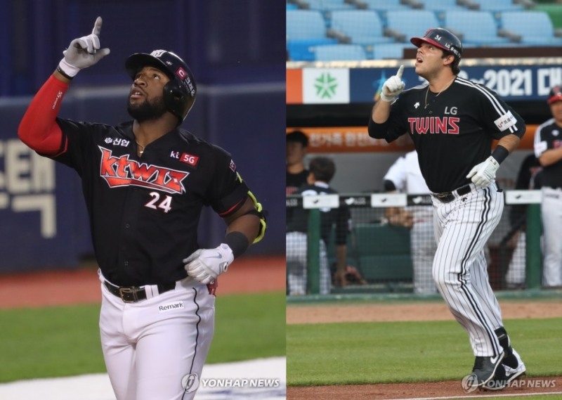 홈런 14개, 13개로 나란히 홈런 1, 2위를 달리고 있는 로하스(왼쪽)와 라모스(오른쪽)