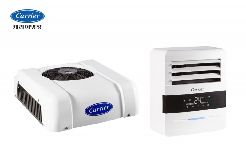 (왼쪽부터) 차량용 ‘인버터 분리형 무시동 에어컨’ 실외기, 실내기 이미지