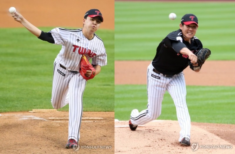 LG 반등의 키맨 역할을 해야 할 고졸신인 이민호(왼쪽)과 정찬헌