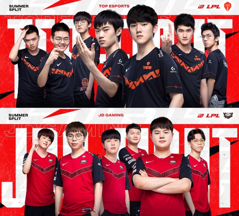 같은 날 나란히 10승 고지에 오른 톱 e스포츠(위)와 징동 게이밍(사진=lol.gamepedia.com 발췌).