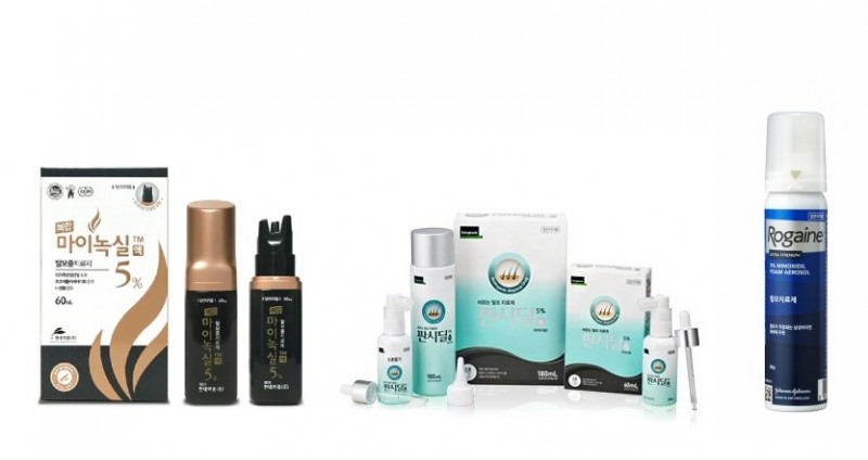 왼쪽부터 복합 마이녹실, 판시딜 액, 로게인폼