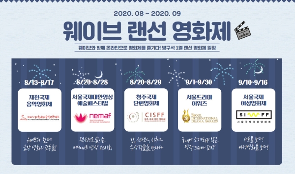 웨이브, 8~9월 영화제·드라마축제 온라인 서비스