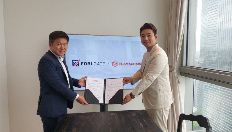 포블게이트 이철이대표(왼쪽)와 엘라마체인 강덕호대표