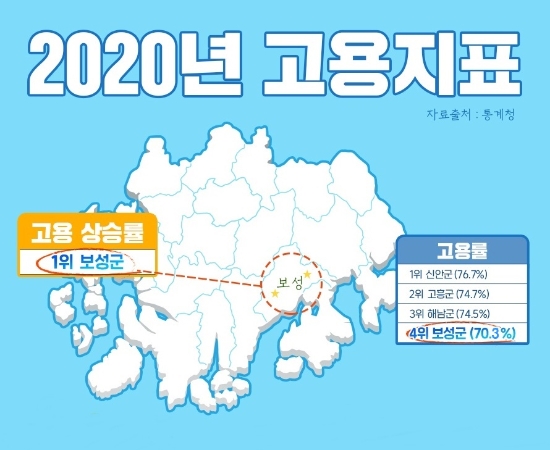 2020년 상반기 지역별 고용조사 시군별 주요 고용 지표/사진=보성군