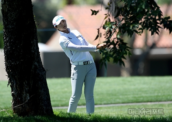 박성현이 러프에서 레이업을 하고 있다. 보통 러프 등에는 나뭇잎, 나무 잔 가지 등 움직일 수 있는 자연 장애물인 '루스 임페디먼트'가 곳곳에 있다.