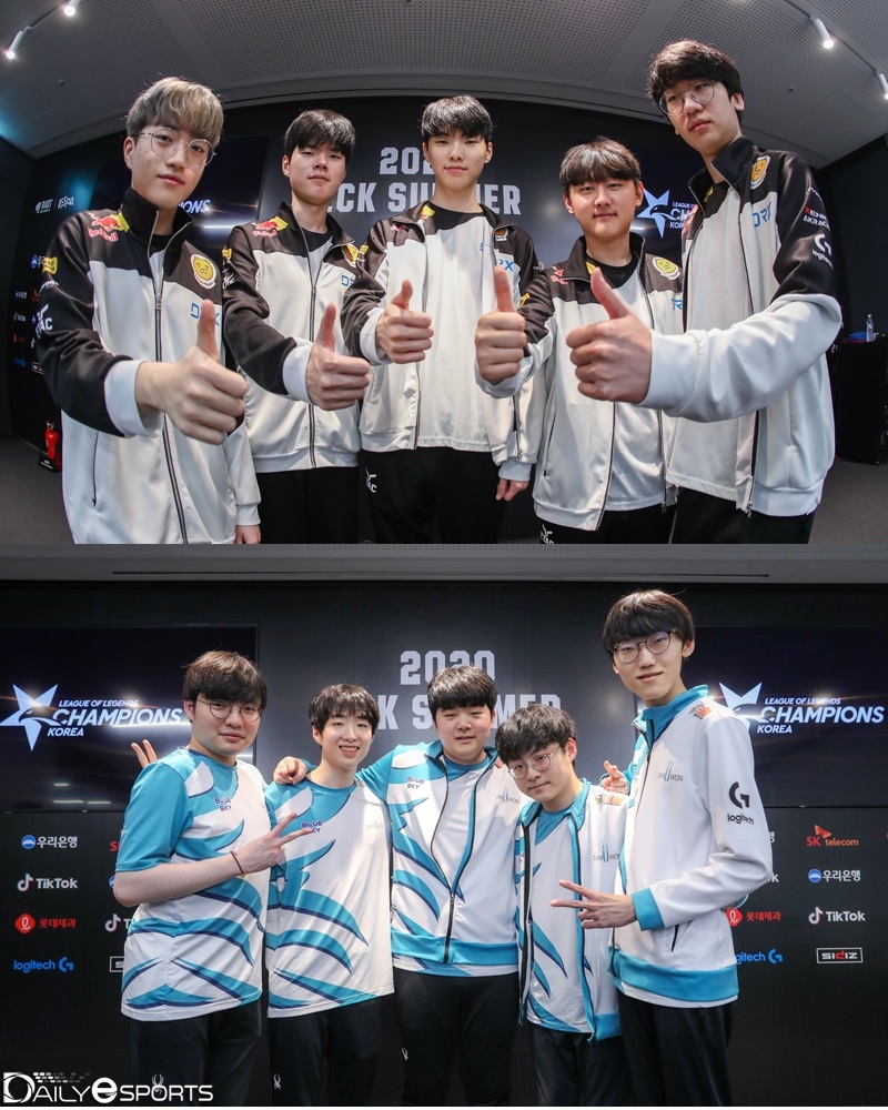 5일 열리는 LCK 2020 서머 결승에서 맞붙는 DRX(위)와 담원 게이밍.