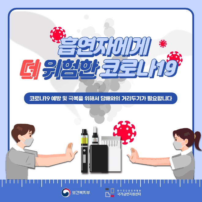 흡연자에게 더 위험한 코로나19 카드뉴스 내용 〈사진=보건복지부〉