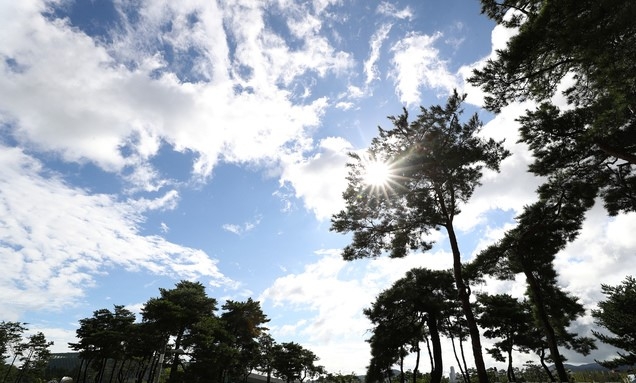 제9호 태풍 '마이삭'이 물러난 3일 세종시 어진동에서 바라본 하늘이 푸른 속살을 드러며 가을이 한발 앞으로 다가왔음을 느끼게 하고 있다.