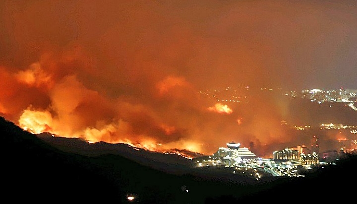 정 총리, "고성산불 재발화 없도록 마무리" 헬기 39대 고성산불 투입