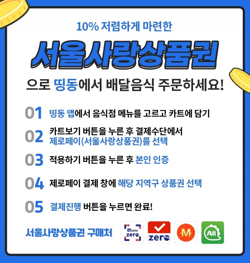 '서울사랑상품권'으로, 배달음식 온라인 주문 가능해졌다