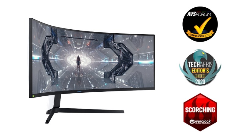 (사진=삼성전자) 삼성전자 게이밍 모니터 '오디세이 G9' 제품과 어워드 로고 이미지