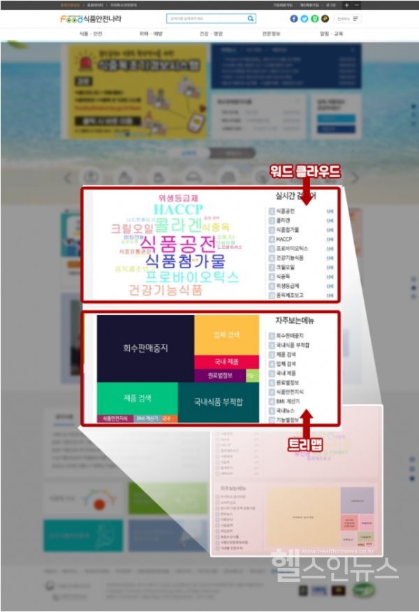 식품안전나라시각화서비스화면(식품의약품안전처)