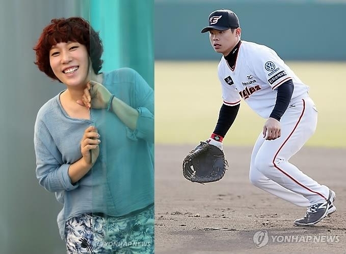 개그우먼 김영희(왼쪽)와 전 야구선수 윤승열 [연합뉴스 자료사진]