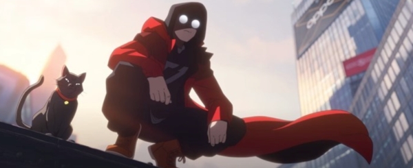 빨간 롱 자켓을 입고 안경을 썼으며 가슴에는 T1 로고가 적혀 있다(사진=라이엇 게임즈 발췌).