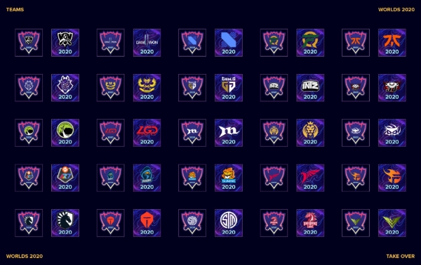 2020 월드 챔피언십 참가팀 아이콘의 이미지(사진=리그 오브 레전드 공식 홈페이지서 발췌).