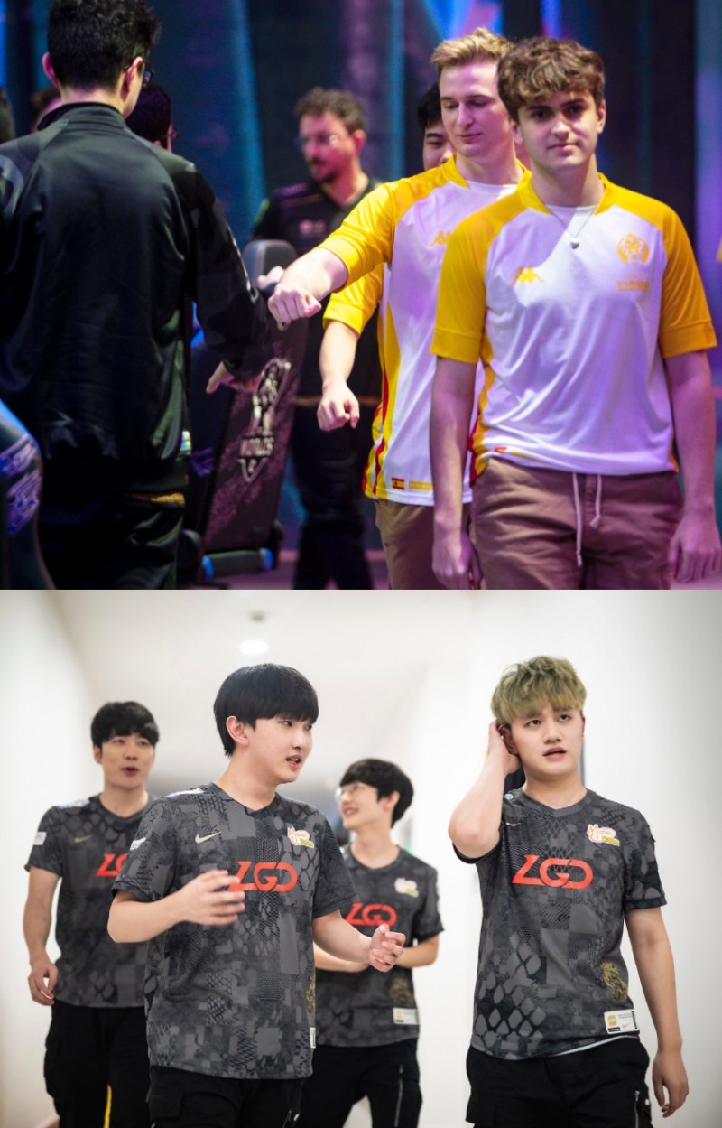 롤드컵 플레이-인 녹아웃 스테이지에 출전하는 유럽 4번 시드 매드 라이온스(위)와 중국 4번 시드 LGD 게이밍(사진=라이엇 게임즈 제공).