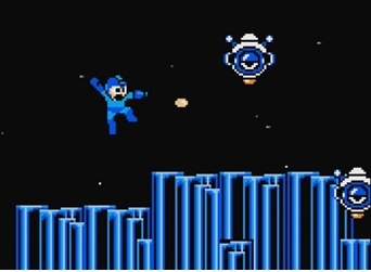 저 계란 같은 총알과 점프, 한 번의 타이밍에 온 신경을 집중해야 된다. 쓰디쓴 재도전의 과정을 겪으며 인생의 진리를 배울 수 있는 게임('록맨3', 캡콤).