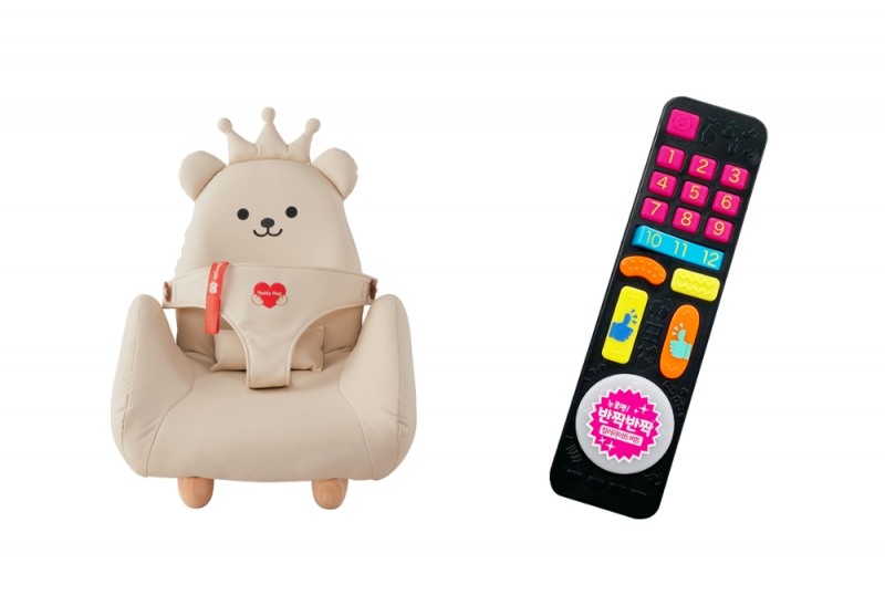 테디허그 아기리클라이너(왼쪽)와 호기심 리모콘(오른쪽) 제품 이미지