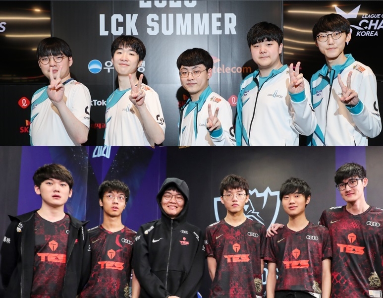 한국과 중국의 1번 시드인 담원 게이밍(위)와 톱 e스포츠(사진=라이엇 게임즈 제공).