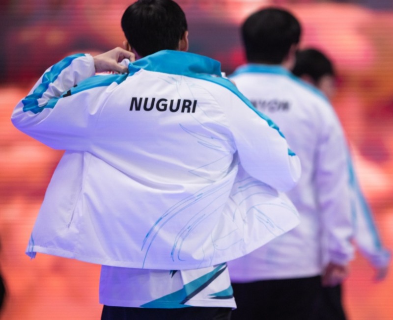 담원 게이밍의 톱 라이너 '너구리' 장하권의 승리한 뒤의 모습(사진=라이엇 게임즈 제공).