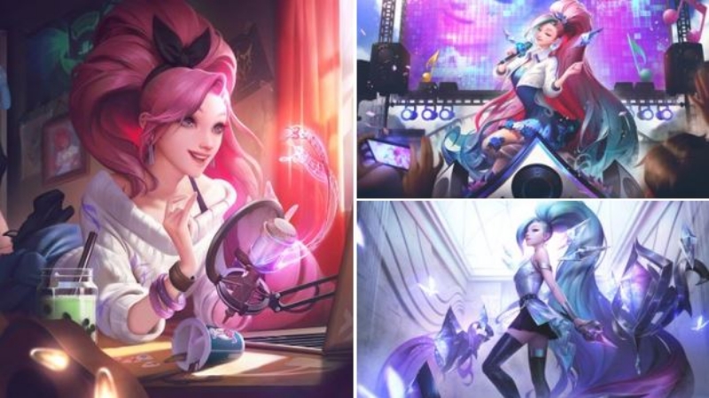 리그 오브 레전드(LoL)에 출시 예정인 세라핀의 K/DA 올 아웃 스킨의 스플래시 아트(사진=LoL 공식 트위터 발췌).