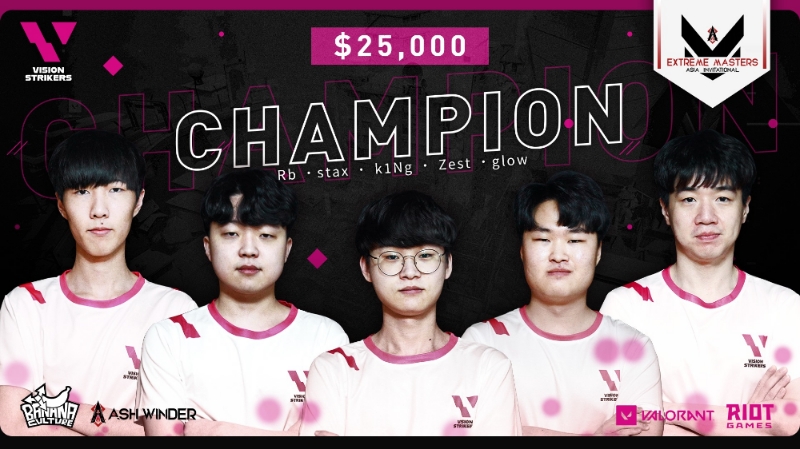 A.W 익스트림 마스터즈 아시아 인비테이셔널을 우승한 비전 스트라이커즈(사진=비전 스트라이커즈 SNS 발췌).