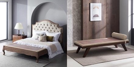 왼쪽부터 유러피안 라빈 버튼 베드(왼쪽), 퀘렌시아 소파베드 / 메종바로바우, 오피피엘