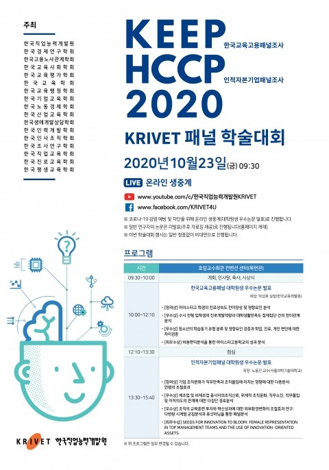 한국직업능력개발원 ‘2020 KRIVET 패널 학술대회’ 개최