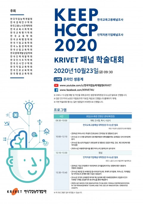 한국직업능력개발원 ‘2020 KRIVET 패널 학술대회’ 개최